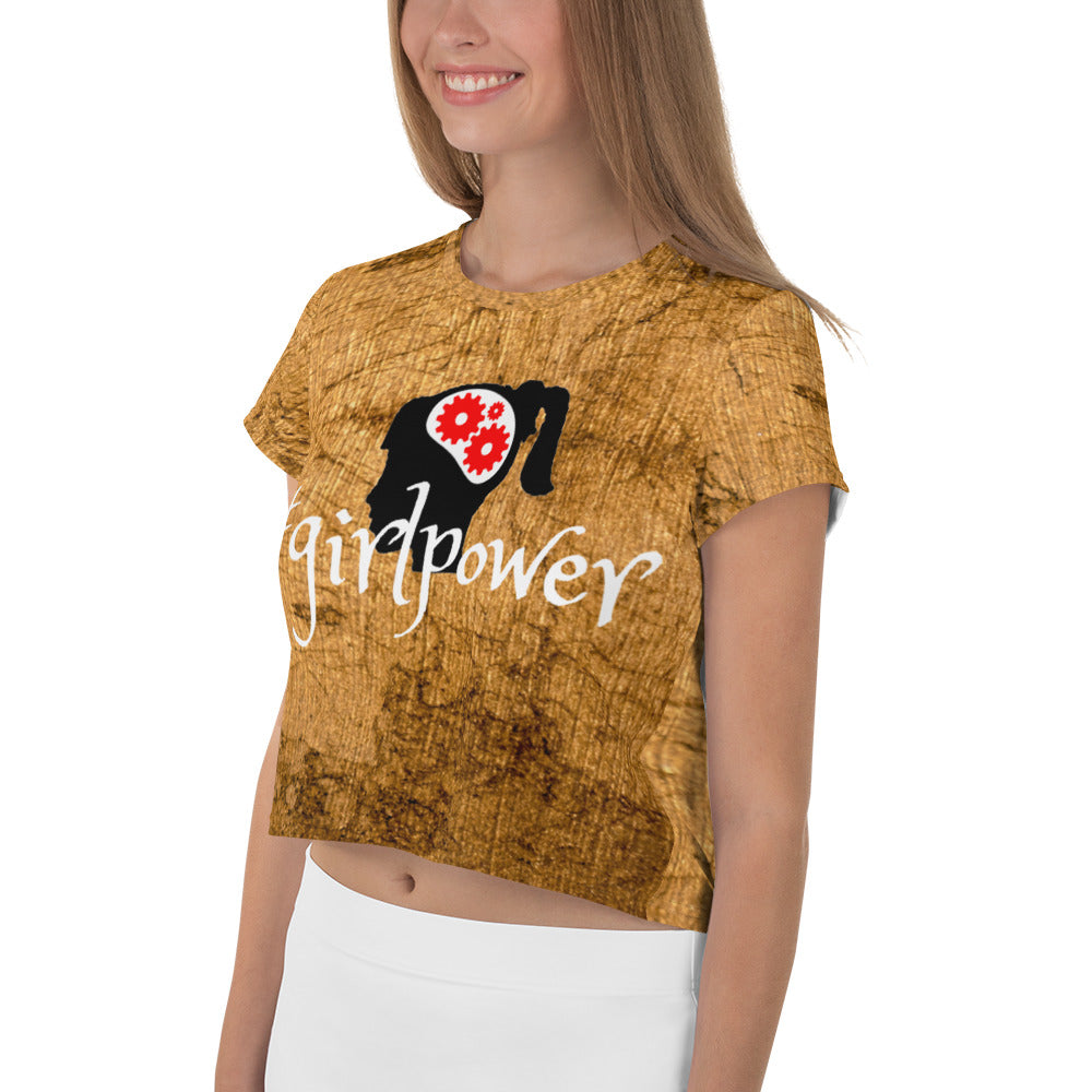 Army Green #girlpower Cropped Tees. Girls' Hashtag Art Crop Top. WickedYo.